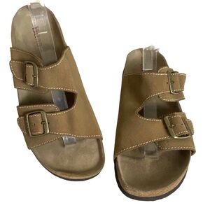 Bass Women's Tan Suede Leather Cleopatra Sandals - Size 10M